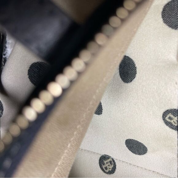 Dooney & Bourke off white & black polka dots shoulder bag ,black leather trims - Picture 14 of 16